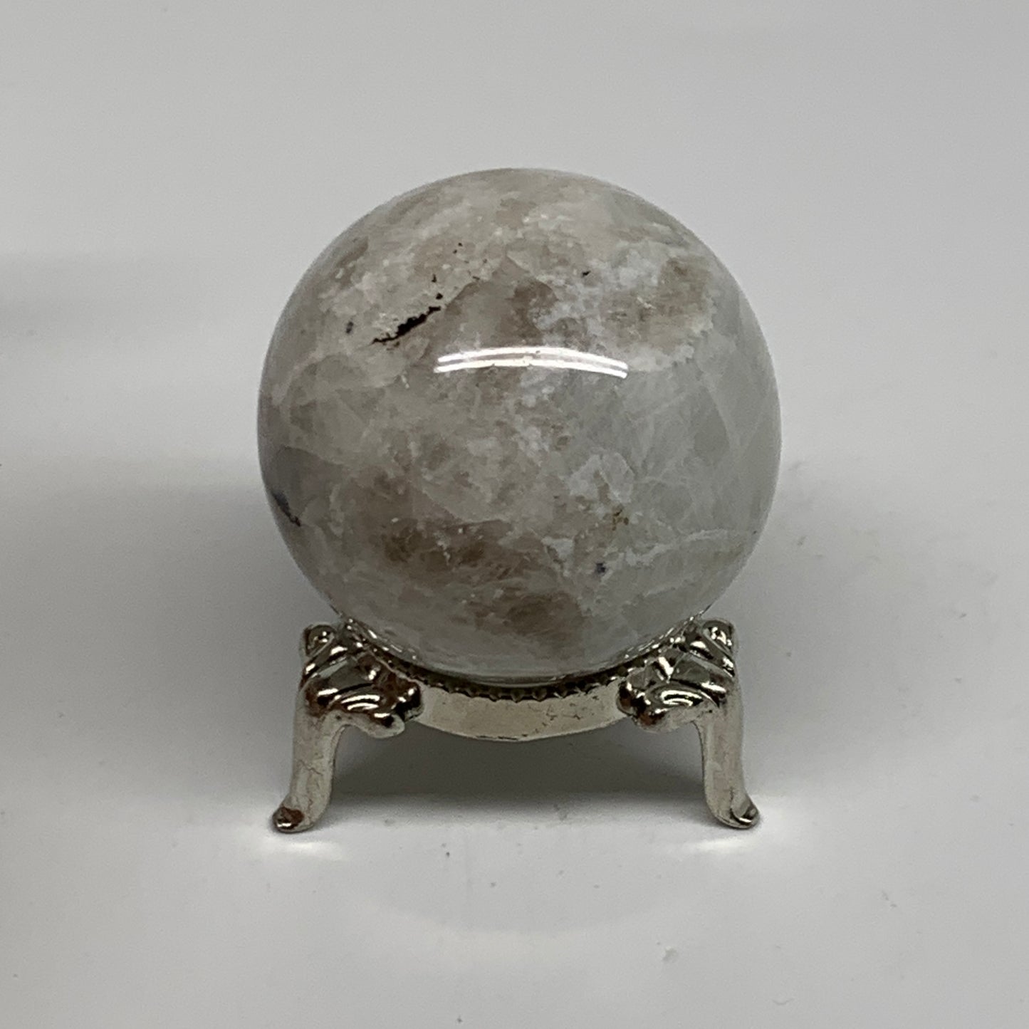 107.4g, 1.7"(43mm), Natural Rainbow Moonstone Sphere Ball Gemstone, B35036