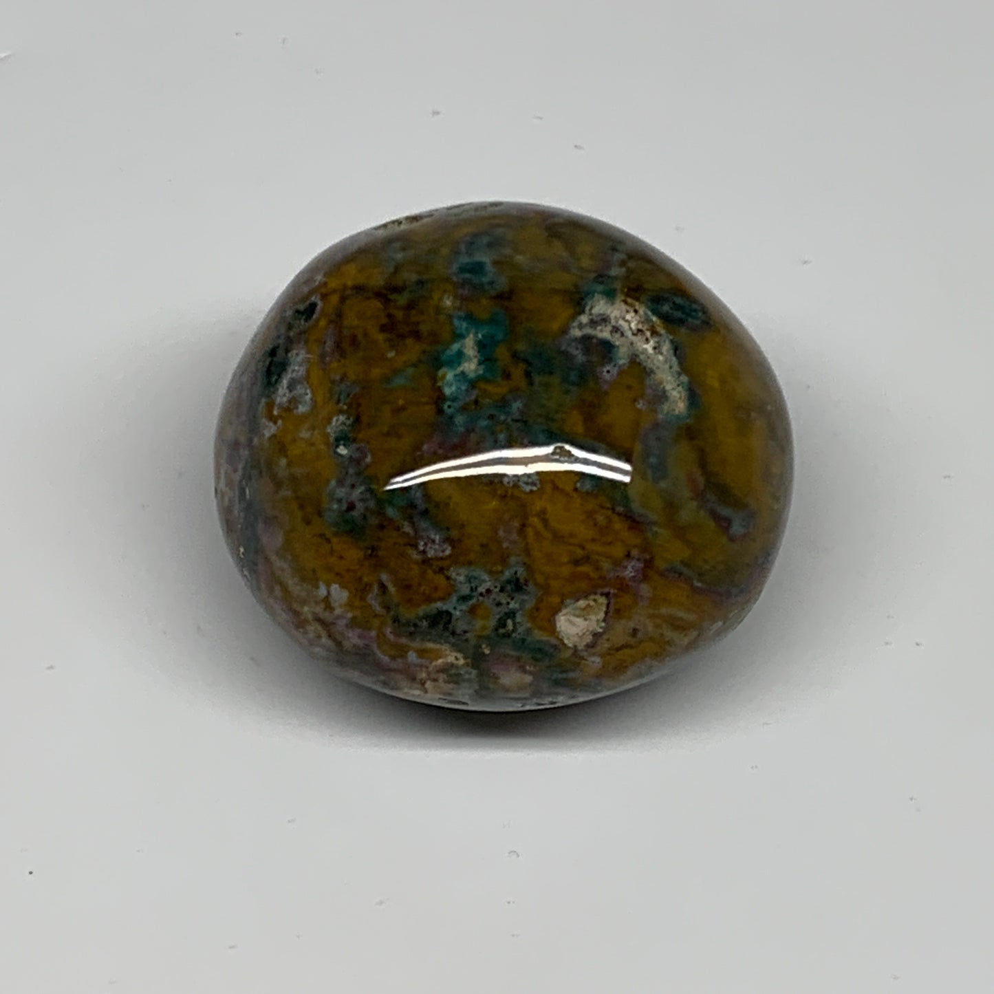 154.5g, 2.1"x2"x1.5" Natural Ocean Jasper Palm-Stone Orbicular Jasper, B30802