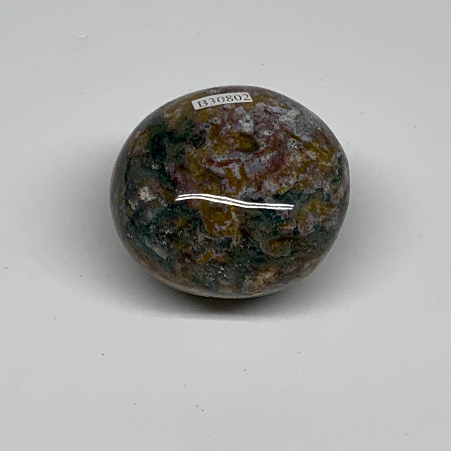 154.5g, 2.1"x2"x1.5" Natural Ocean Jasper Palm-Stone Orbicular Jasper, B30802