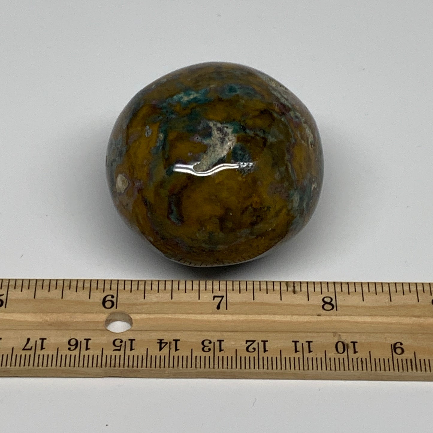 154.5g, 2.1"x2"x1.5" Natural Ocean Jasper Palm-Stone Orbicular Jasper, B30802