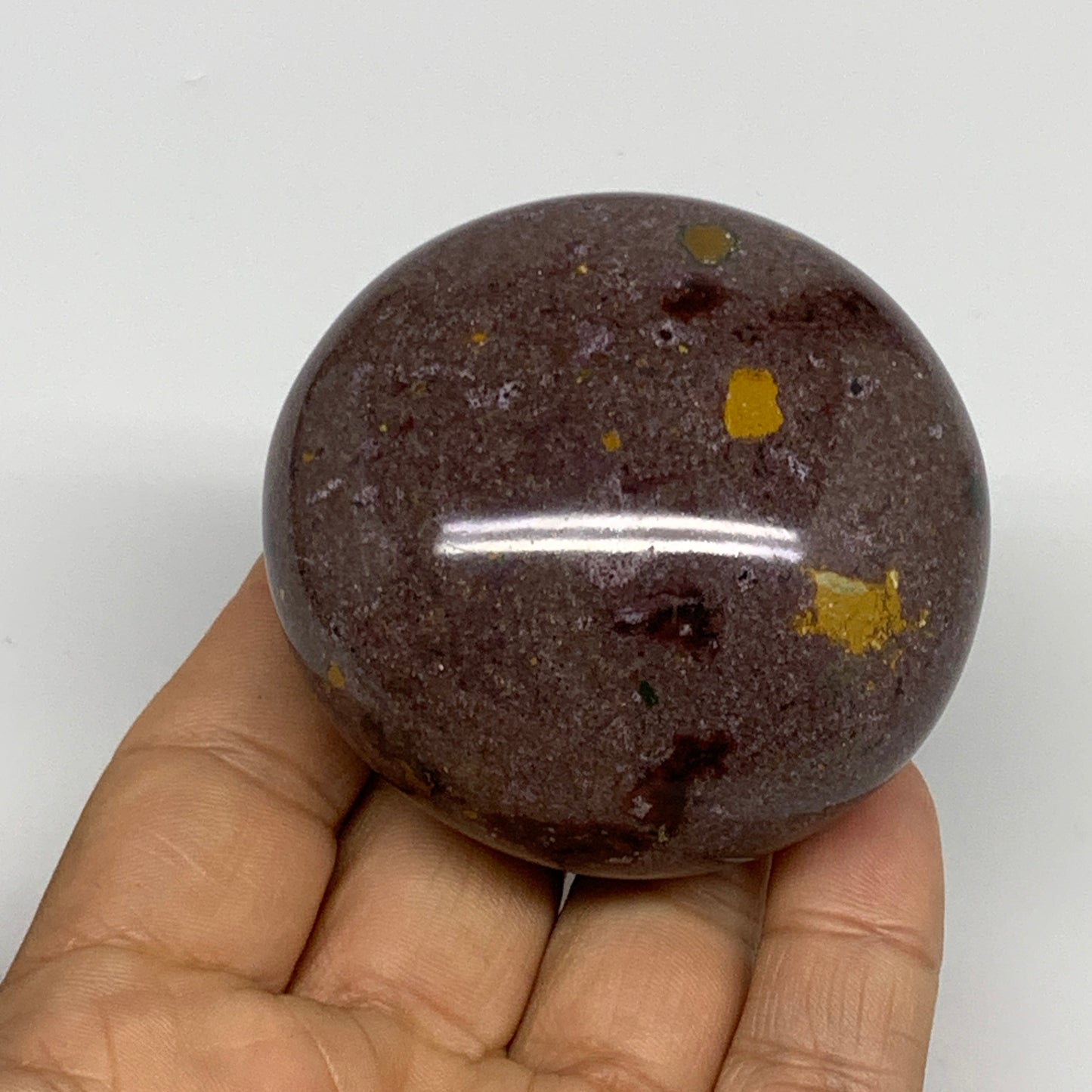 170.7g, 2.3"x2.3"x1.4" Natural Ocean Jasper Palm-Stone Orbicular Jasper, B30801