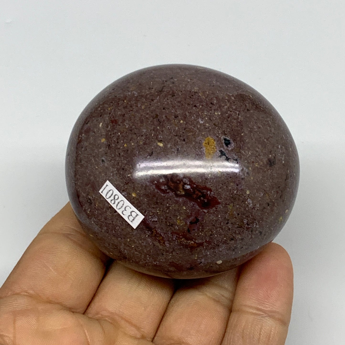 170.7g, 2.3"x2.3"x1.4" Natural Ocean Jasper Palm-Stone Orbicular Jasper, B30801