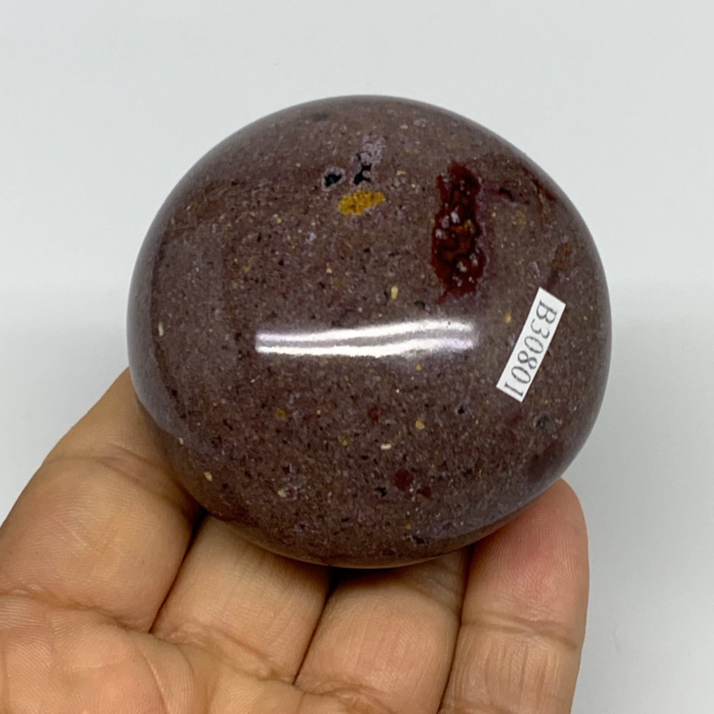 170.7g, 2.3"x2.3"x1.4" Natural Ocean Jasper Palm-Stone Orbicular Jasper, B30801