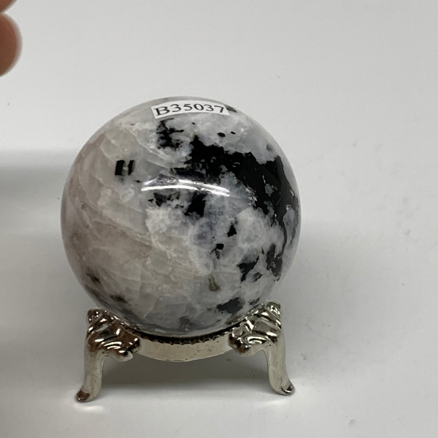 117.4g, 1.7"(43mm), Natural Rainbow Moonstone Sphere Ball Gemstone, B35037