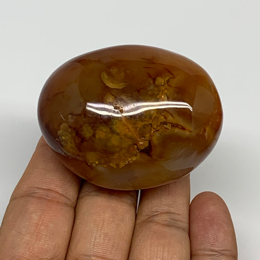 118.7g,2.2"x1.7"x1.4", Red Carnelian Palm-Stone Gem Crystal Polished, B28583