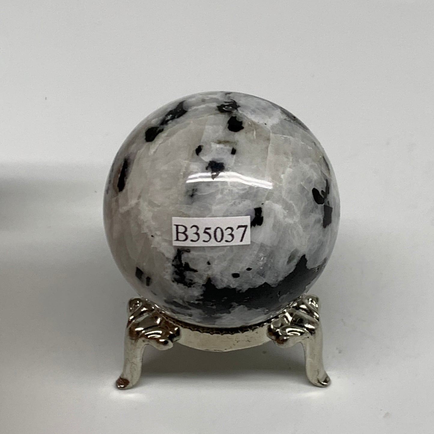 117.4g, 1.7"(43mm), Natural Rainbow Moonstone Sphere Ball Gemstone, B35037