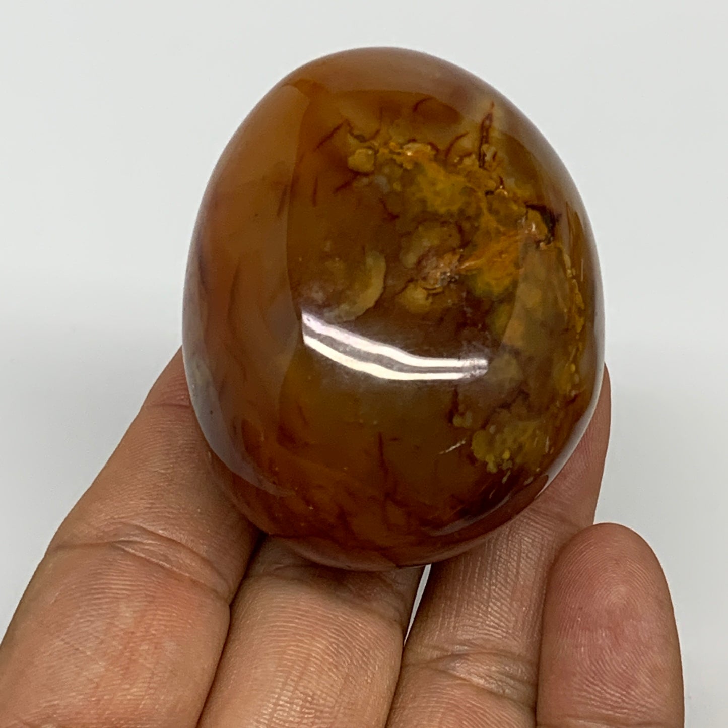 118.7g,2.2"x1.7"x1.4", Red Carnelian Palm-Stone Gem Crystal Polished, B28583