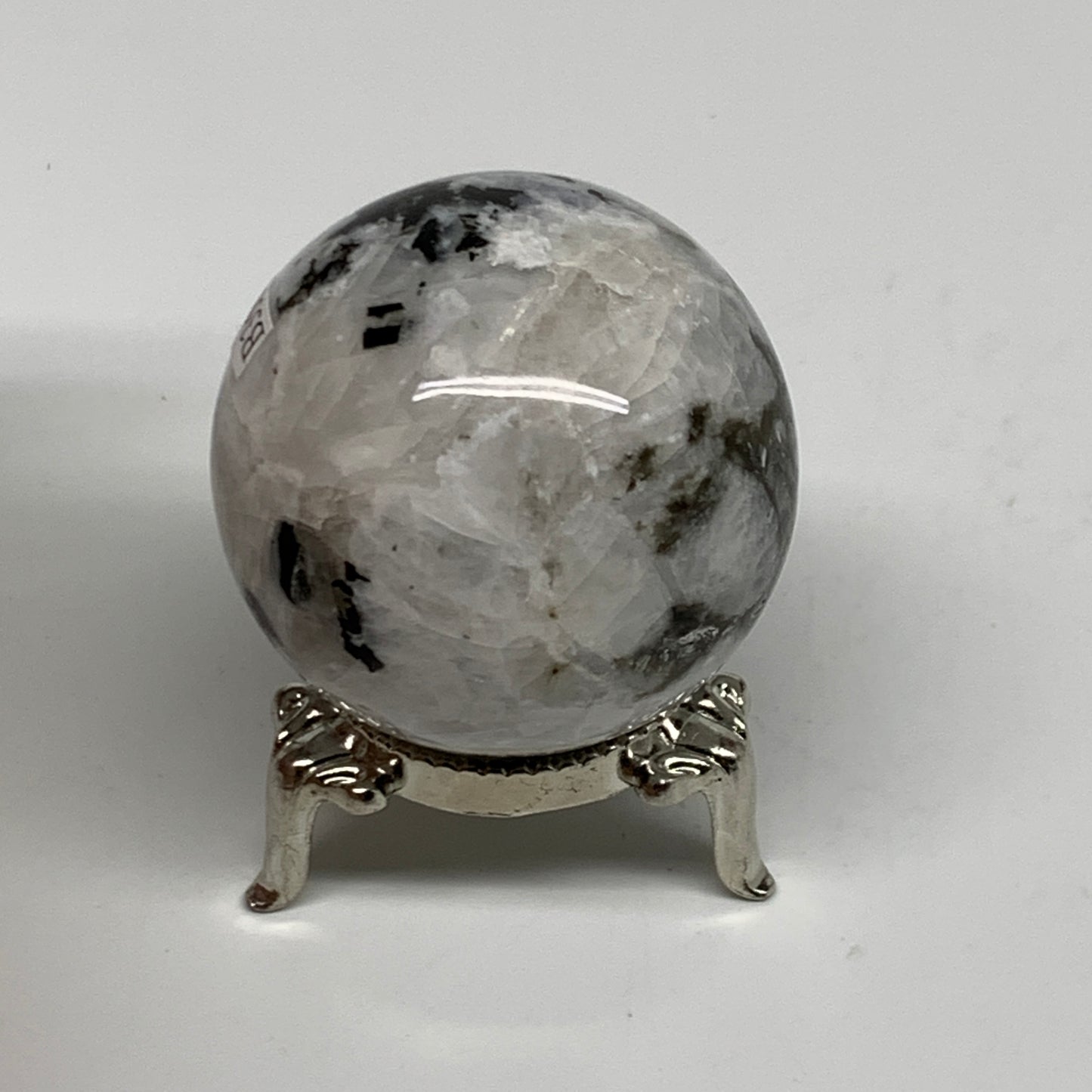 117.4g, 1.7"(43mm), Natural Rainbow Moonstone Sphere Ball Gemstone, B35037