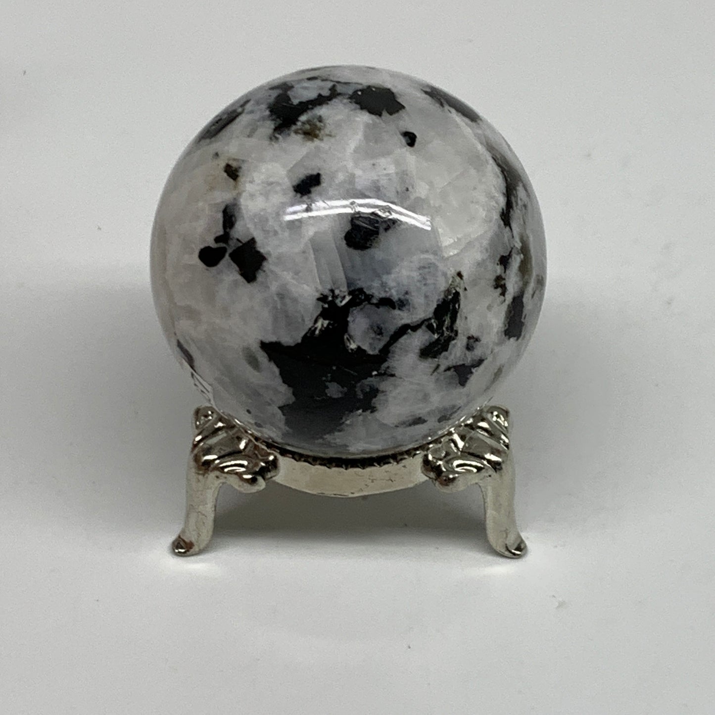 117.4g, 1.7"(43mm), Natural Rainbow Moonstone Sphere Ball Gemstone, B35037