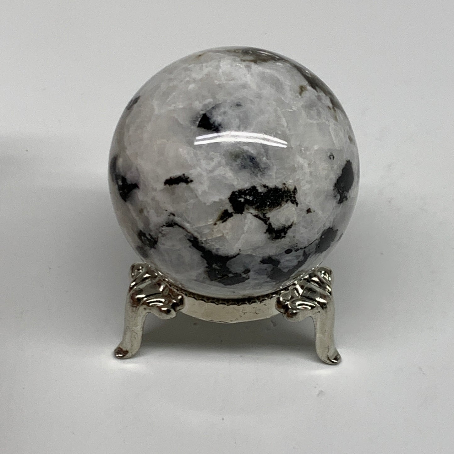 117.4g, 1.7"(43mm), Natural Rainbow Moonstone Sphere Ball Gemstone, B35037