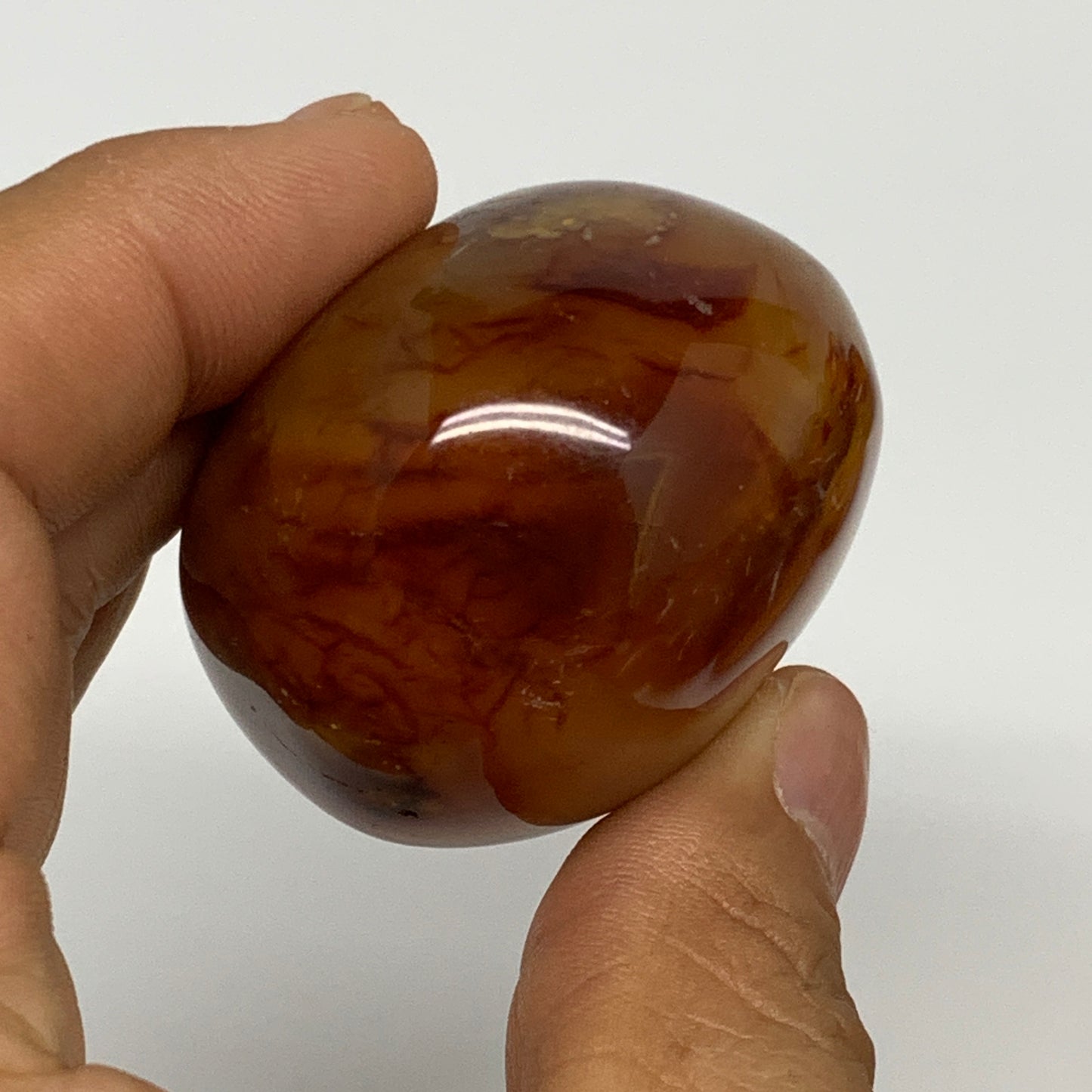 118.7g,2.2"x1.7"x1.4", Red Carnelian Palm-Stone Gem Crystal Polished, B28583
