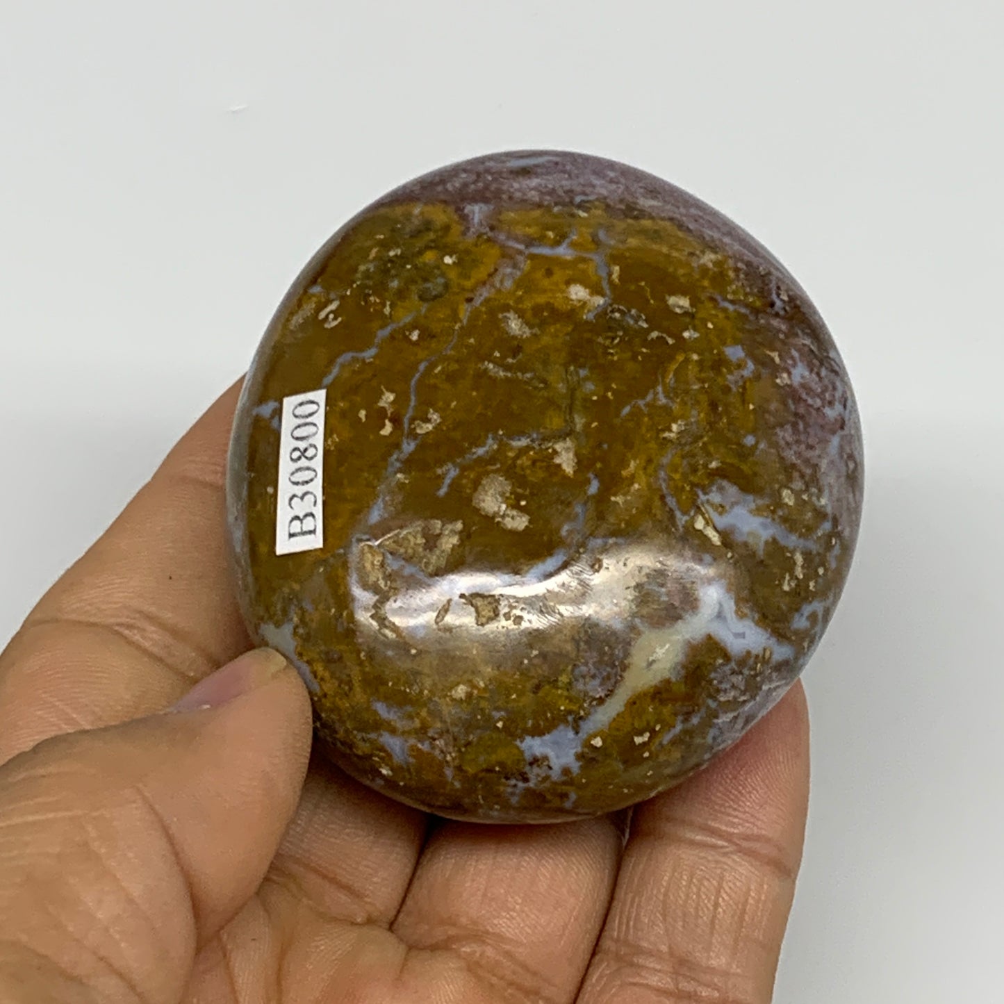 139.3g, 2.4"x2.1"x1.1" Natural Ocean Jasper Palm-Stone Orbicular Jasper, B30800