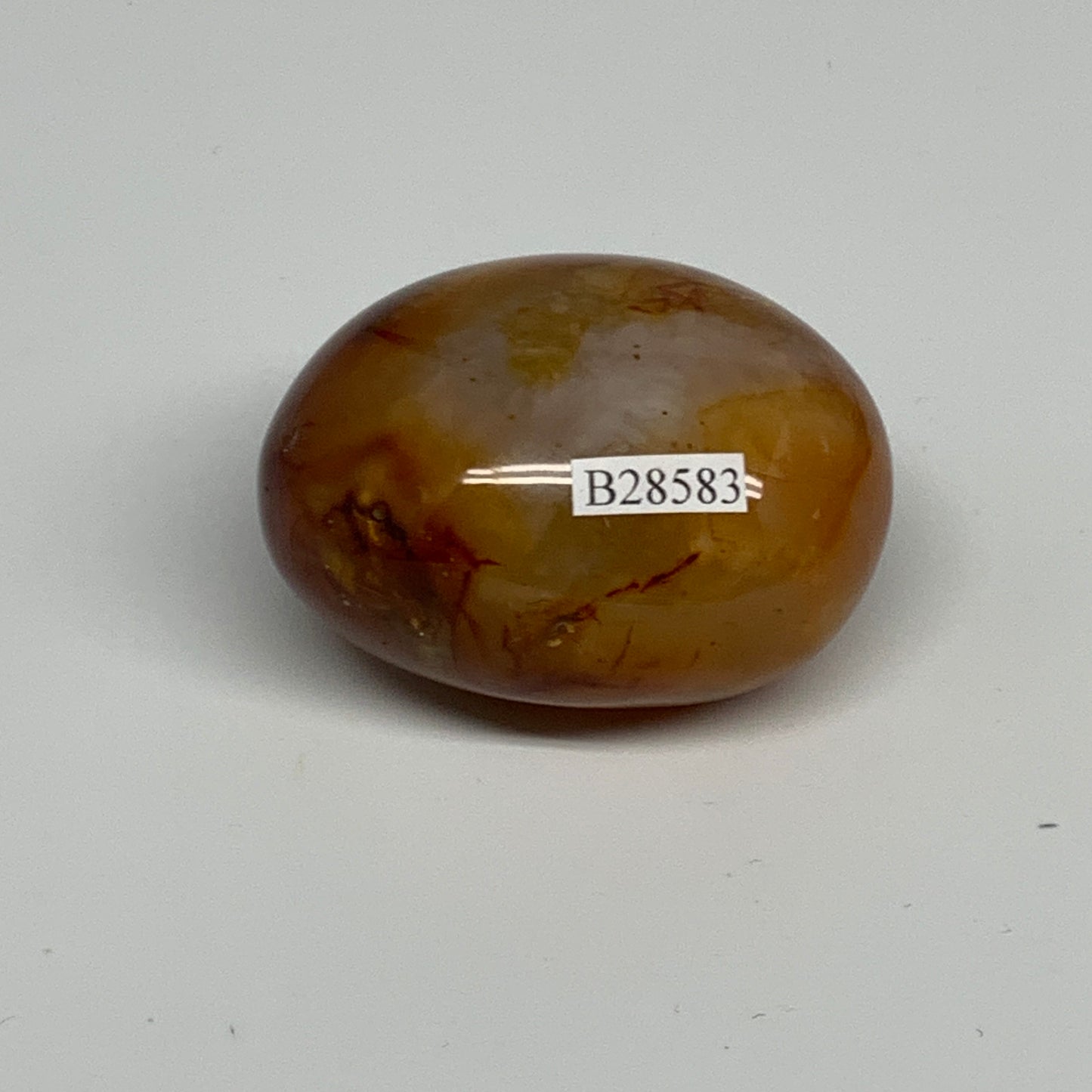 118.7g,2.2"x1.7"x1.4", Red Carnelian Palm-Stone Gem Crystal Polished, B28583