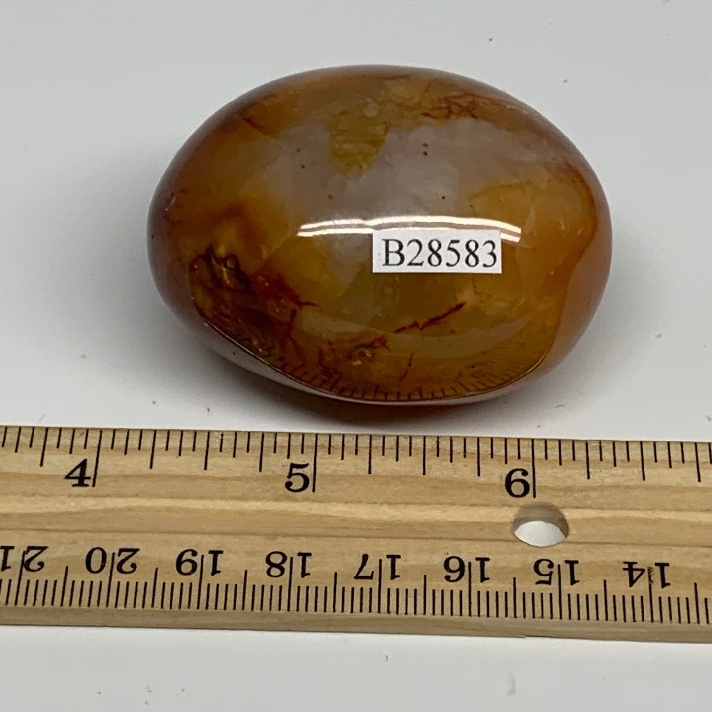 118.7g,2.2"x1.7"x1.4", Red Carnelian Palm-Stone Gem Crystal Polished, B28583