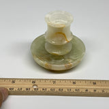 192g, 2.6"x1.4"x3", Natural Green Onyx Candle Holder Gemstone Carved, B32235