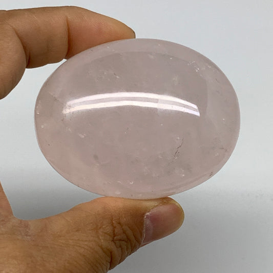 134.7g , 2.4"x1.9"x1.2", Natural Pink Rose Quartz Palm-stone Crystal, B37260