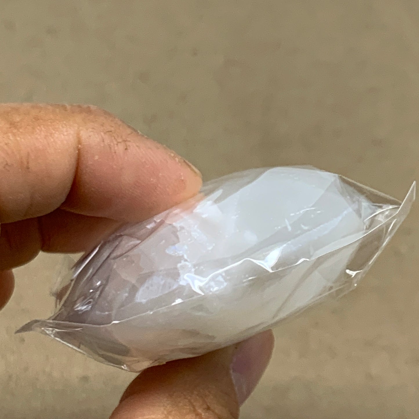 93g, 2.7"x1.9"x0.9", White Selenite Palmstone Crystal Pillow Reiki, B36305