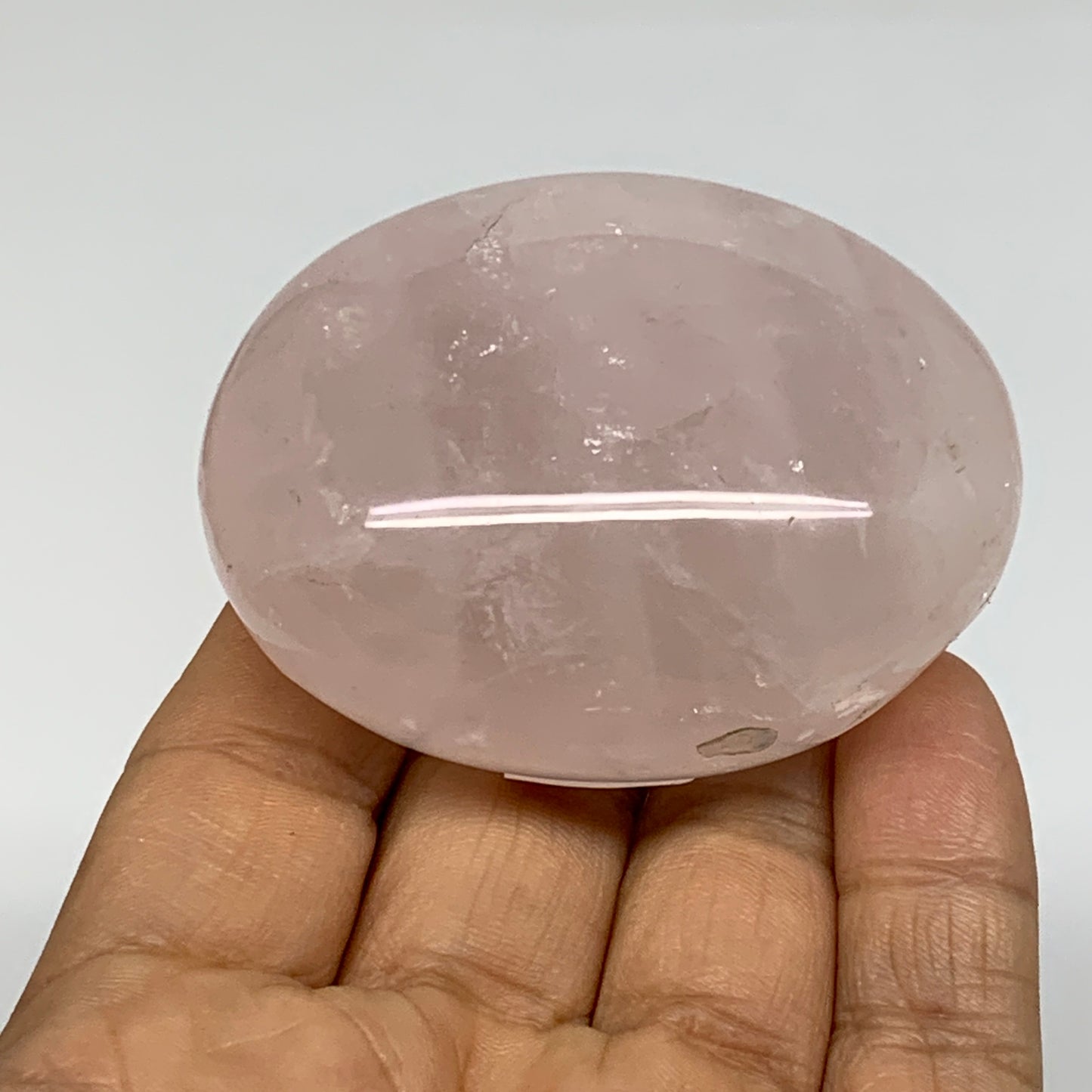 134.7g , 2.4"x1.9"x1.2", Natural Pink Rose Quartz Palm-stone Crystal, B37260