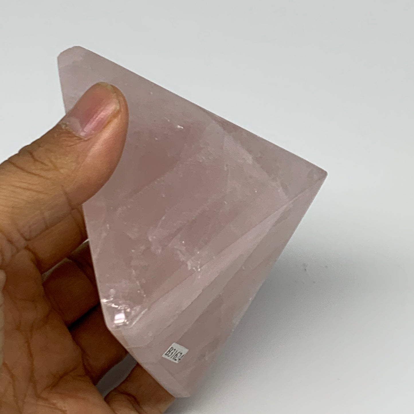 0.88 lbs, 2.4"x3"x3.1", Rose Quartz Pyramid Crystal Gemstone Polished, B31624