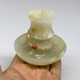 206g, 2.6"x1.4"x3", Natural Green Onyx Candle Holder Gemstone Carved, B32237