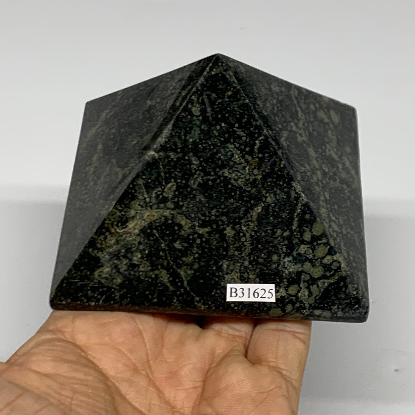 1.03 lbs, 2.4"x3.4"x3.4", Kambaba Jasper Pyramid Gemstone Polished, B31625