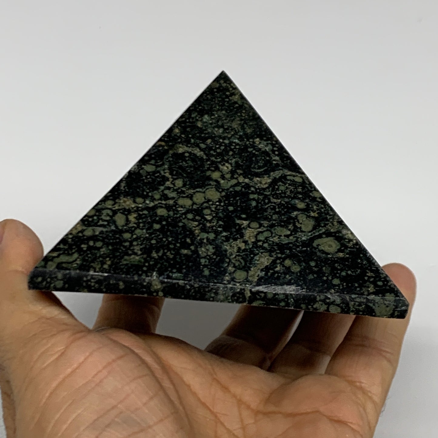 1.03 lbs, 2.4"x3.4"x3.4", Kambaba Jasper Pyramid Gemstone Polished, B31625