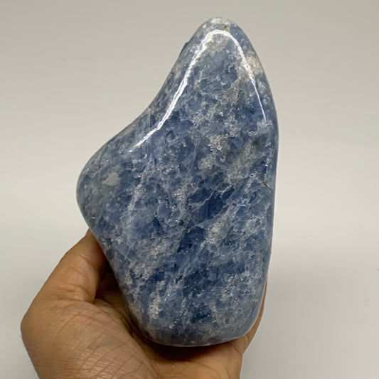 1.84 lbs, 5.3"x3.3"x2.4", Natural Blue Calcite Polished Freeform Stands, B38099
