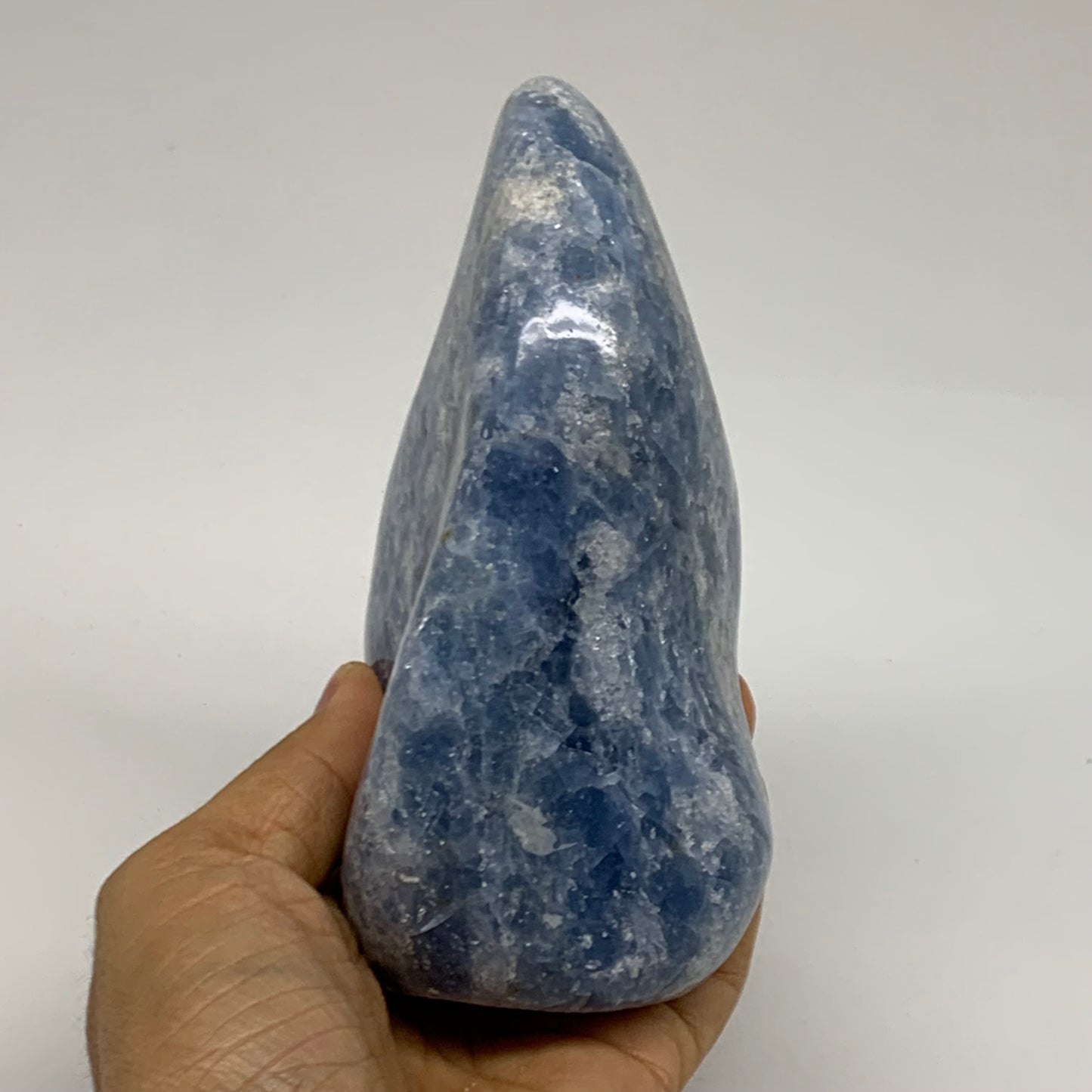 1.84 lbs, 5.3"x3.3"x2.4", Natural Blue Calcite Polished Freeform Stands, B38099