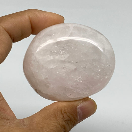 128.8g , 2.2"x1.9"x1.2", Natural Pink Rose Quartz Palm-stone Crystal, B37262