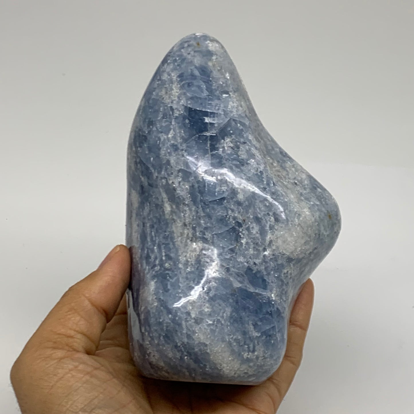 1.84 lbs, 5.3"x3.3"x2.4", Natural Blue Calcite Polished Freeform Stands, B38099