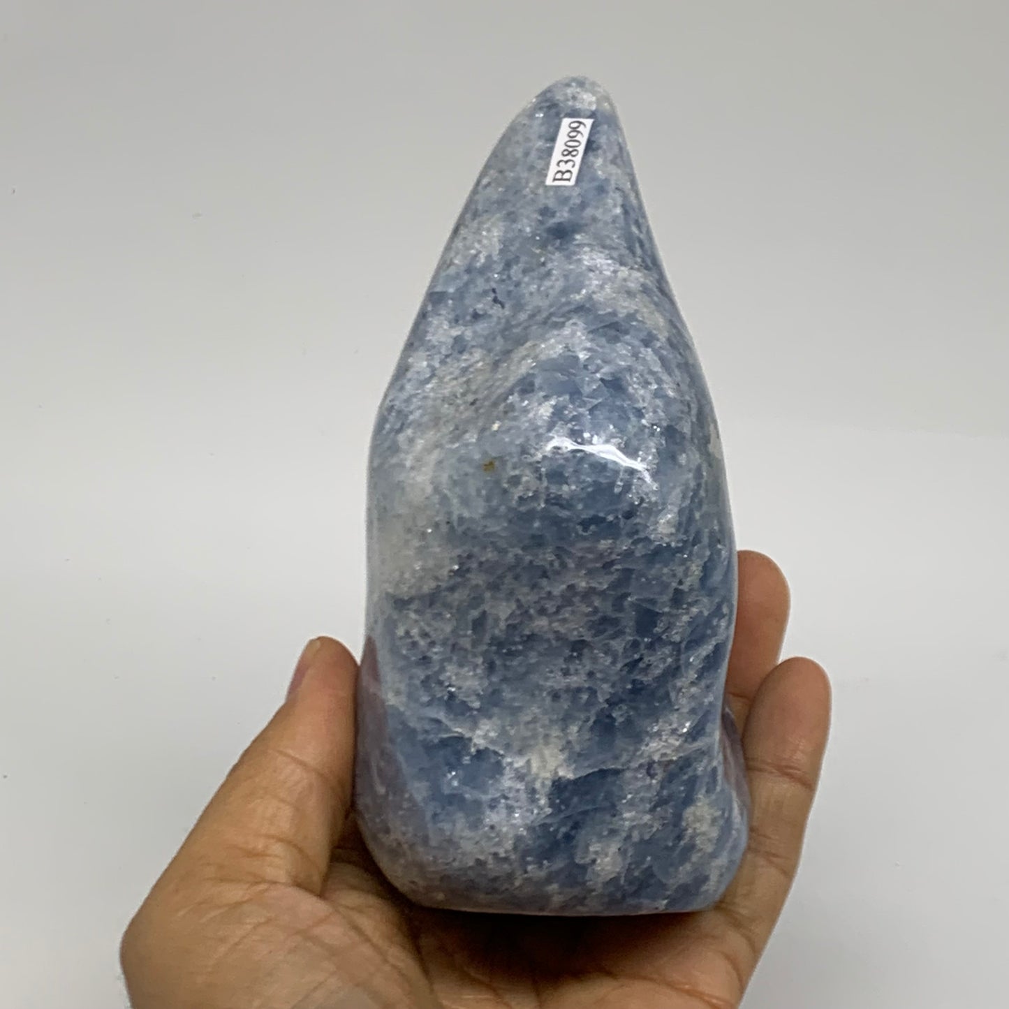 1.84 lbs, 5.3"x3.3"x2.4", Natural Blue Calcite Polished Freeform Stands, B38099