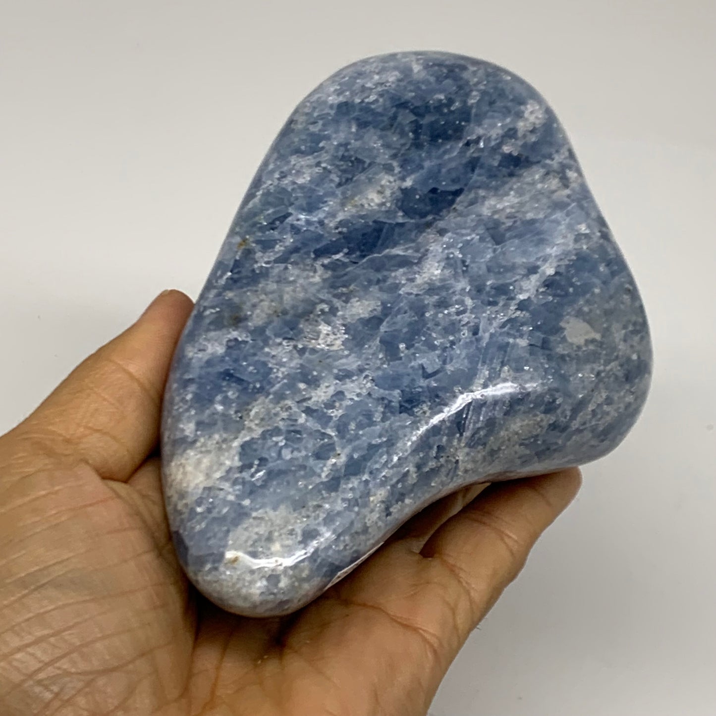 1.84 lbs, 5.3"x3.3"x2.4", Natural Blue Calcite Polished Freeform Stands, B38099