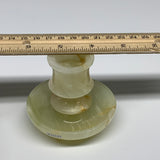 206g, 2.6"x1.4"x3", Natural Green Onyx Candle Holder Gemstone Carved, B32237