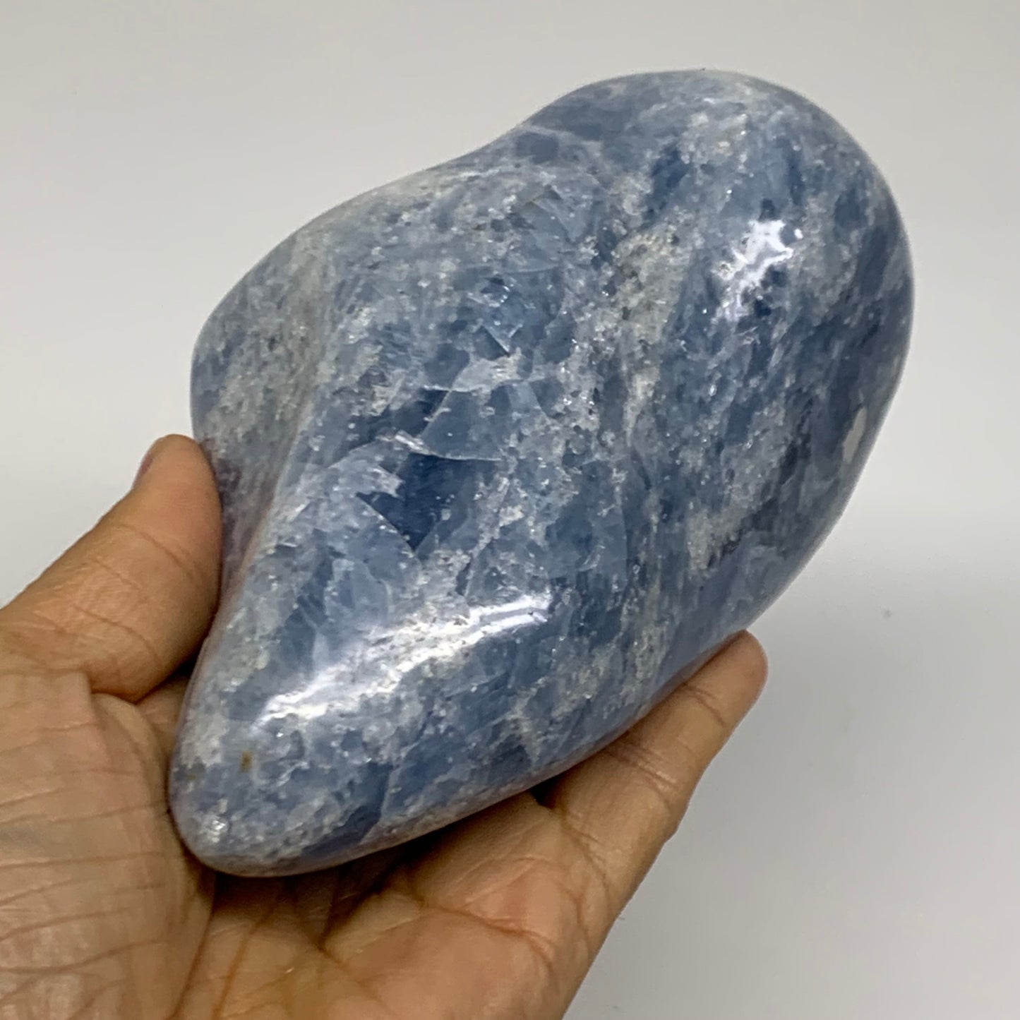 1.84 lbs, 5.3"x3.3"x2.4", Natural Blue Calcite Polished Freeform Stands, B38099