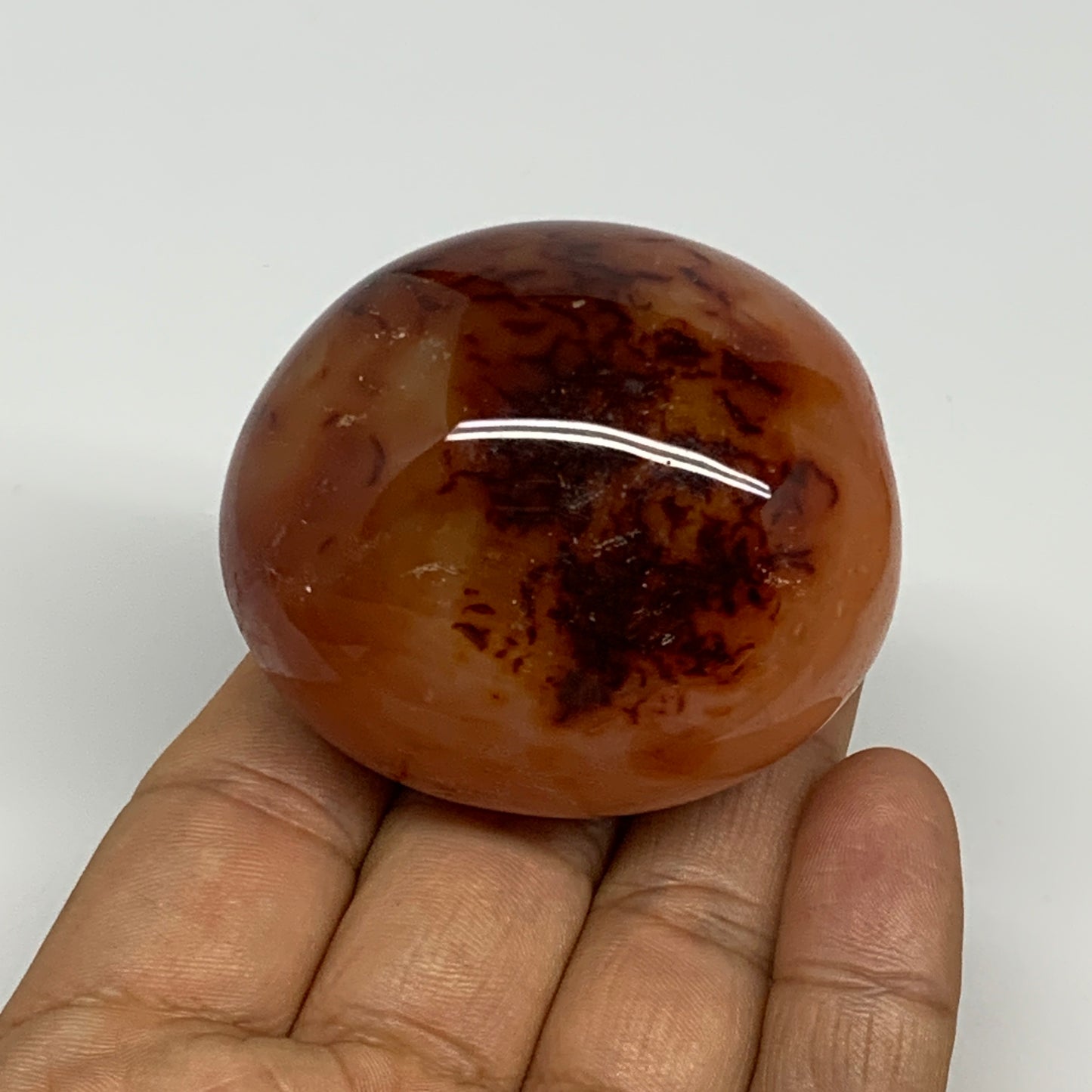 140.9g,2.1"x1.8"x1.6", Red Carnelian Palm-Stone Gem Crystal Polished, B28578