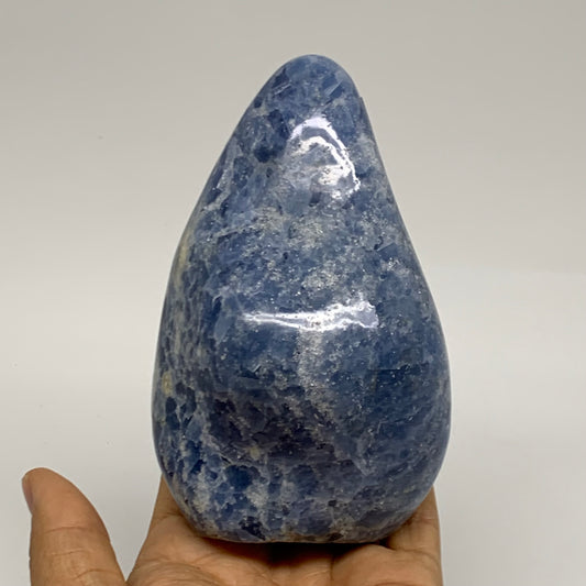 1.42 lbs, 4.7"x2.9"x2.2", Natural Blue Calcite Polished Freeform Stands, B38100
