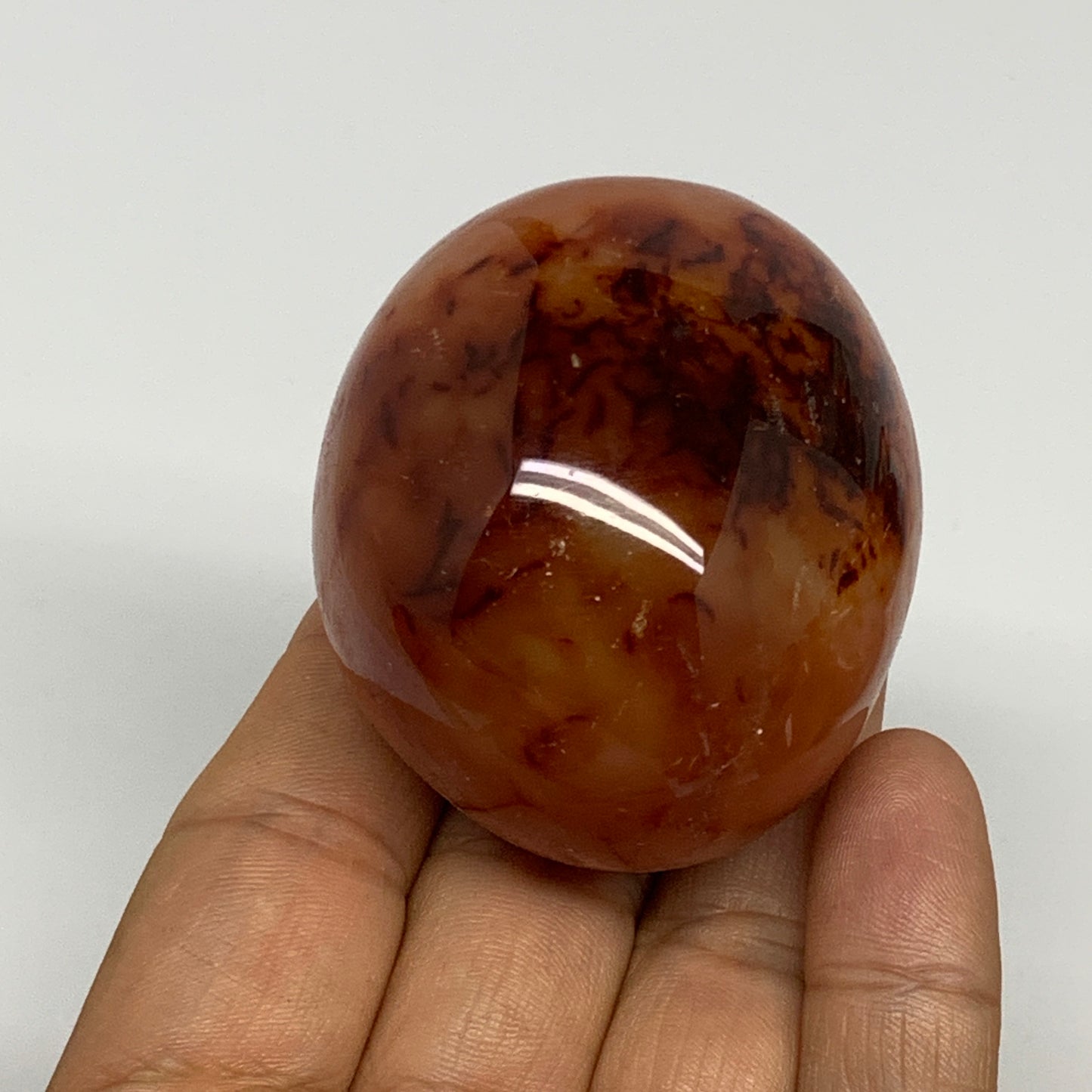 140.9g,2.1"x1.8"x1.6", Red Carnelian Palm-Stone Gem Crystal Polished, B28578