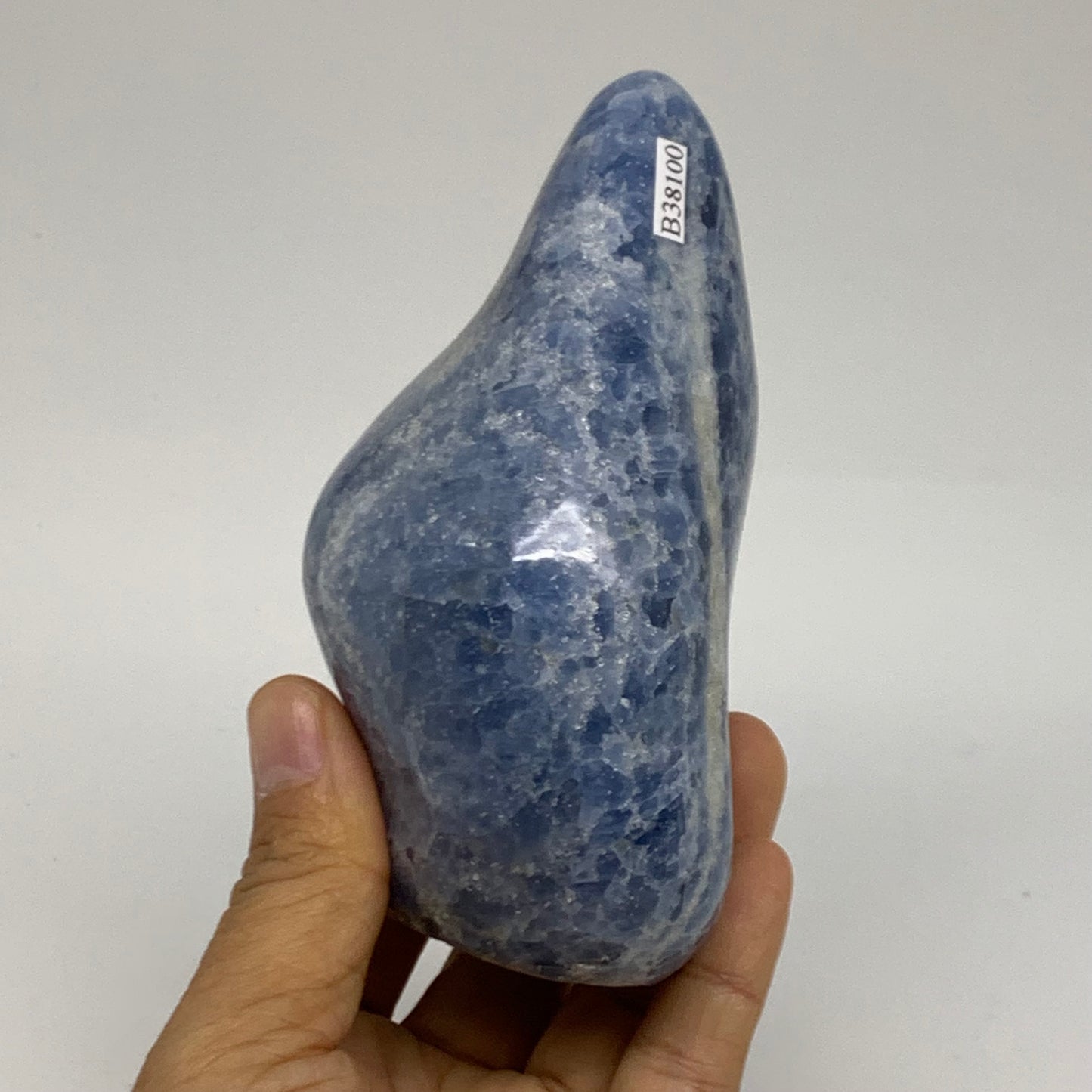 1.42 lbs, 4.7"x2.9"x2.2", Natural Blue Calcite Polished Freeform Stands, B38100