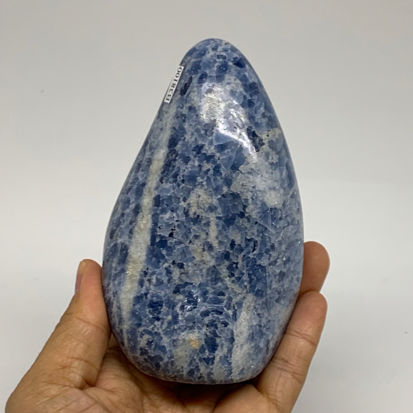 1.42 lbs, 4.7"x2.9"x2.2", Natural Blue Calcite Polished Freeform Stands, B38100