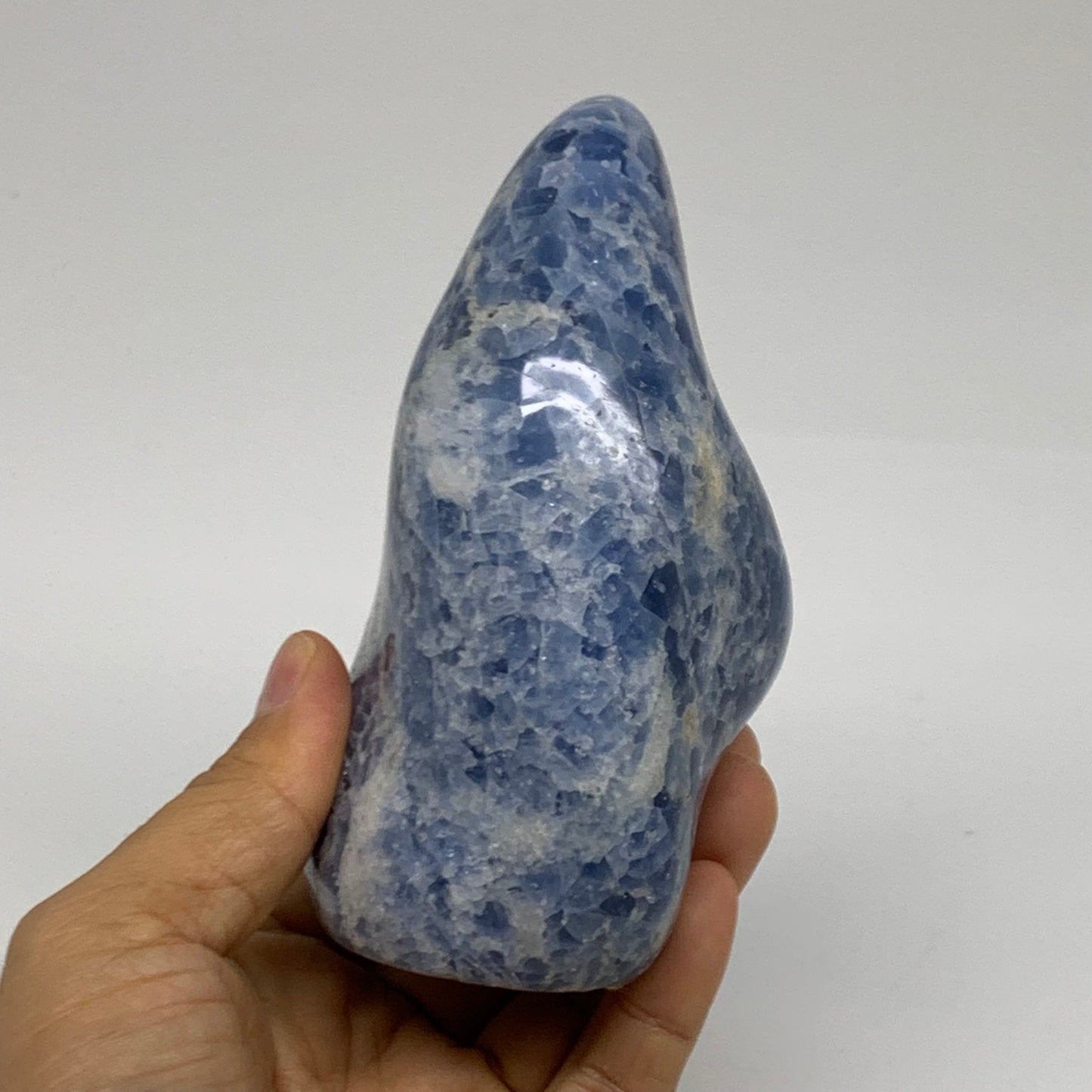 1.42 lbs, 4.7"x2.9"x2.2", Natural Blue Calcite Polished Freeform Stands, B38100
