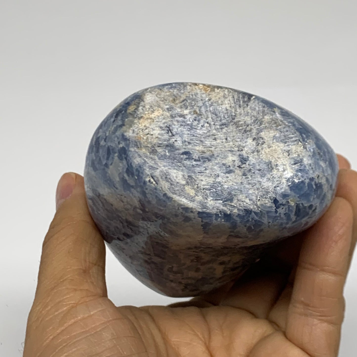 1.42 lbs, 4.7"x2.9"x2.2", Natural Blue Calcite Polished Freeform Stands, B38100