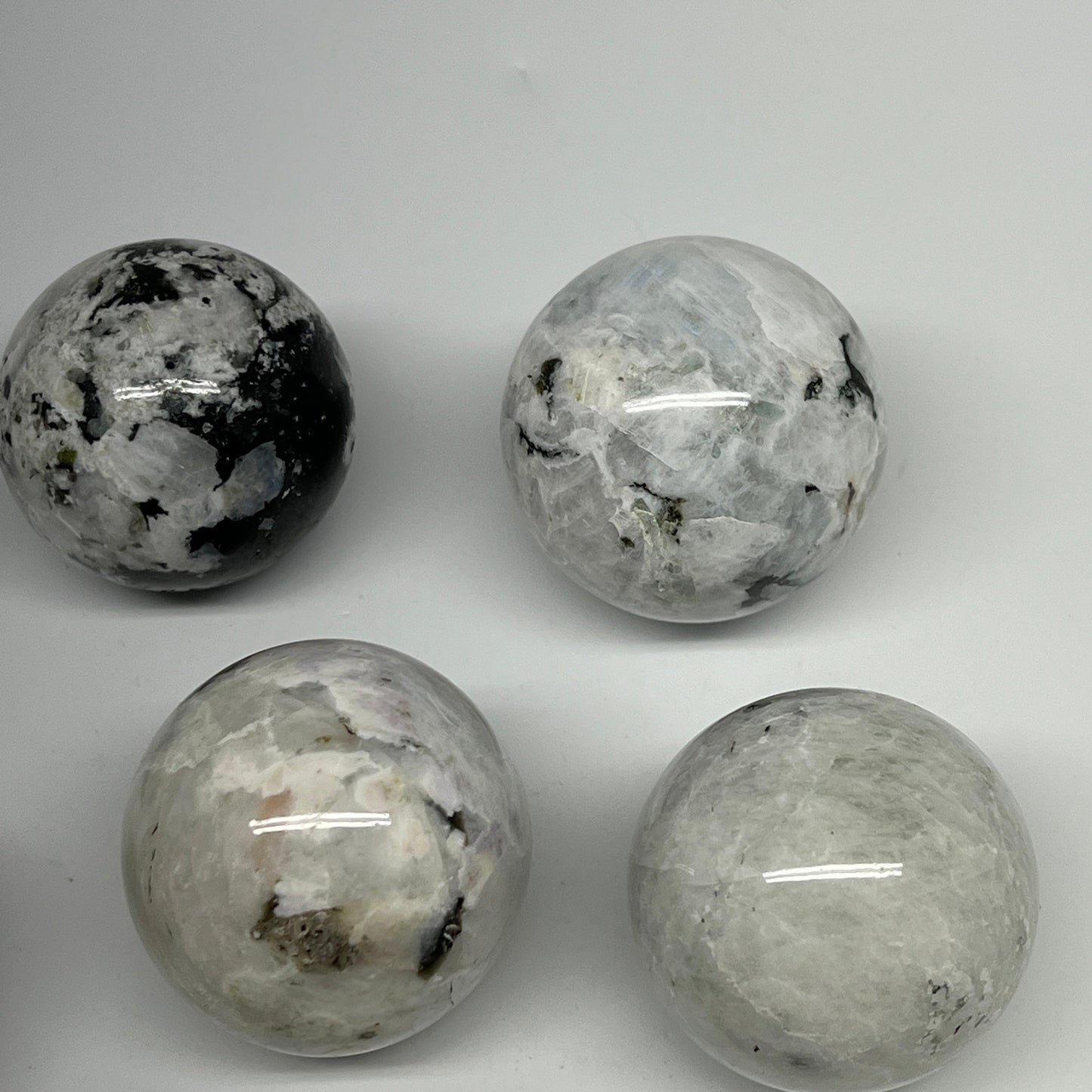 1050g, 1.5" - 2", 8pcs, Rainbow Moonstone Spheres Gemstones @India, B21424