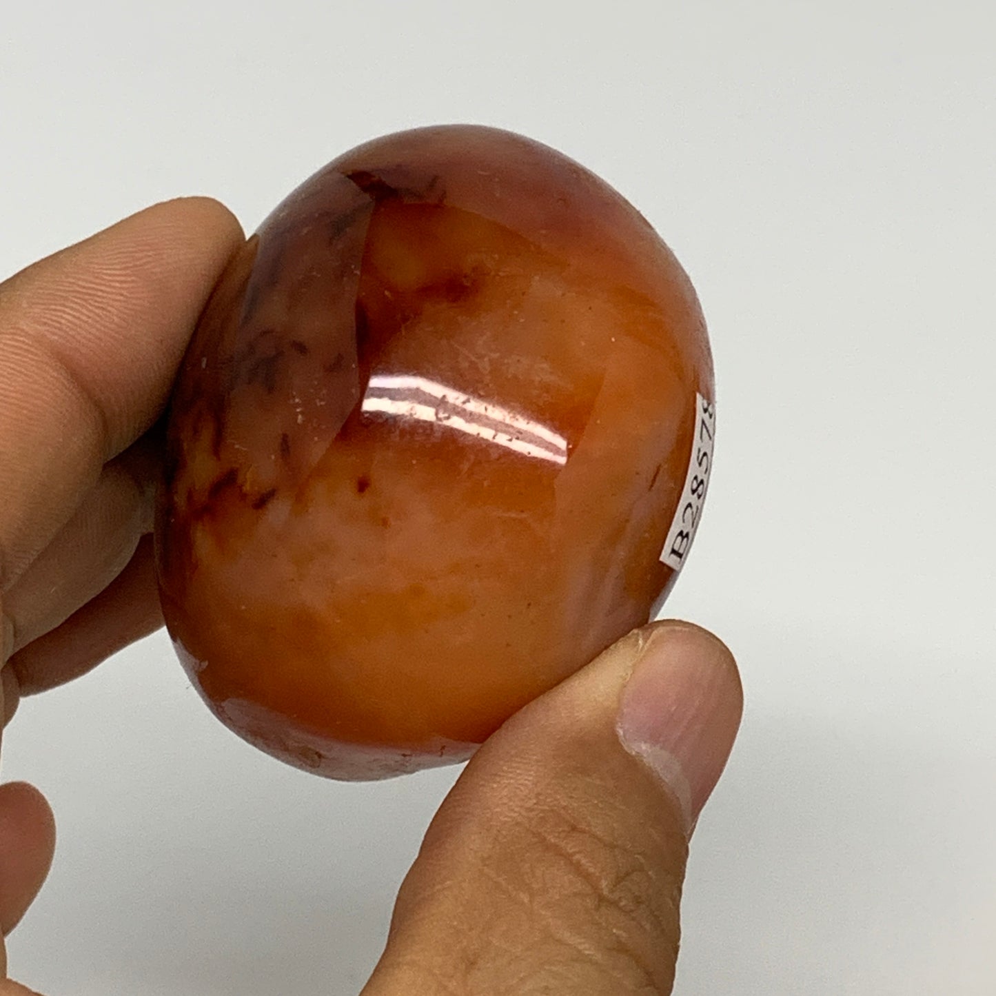 140.9g,2.1"x1.8"x1.6", Red Carnelian Palm-Stone Gem Crystal Polished, B28578
