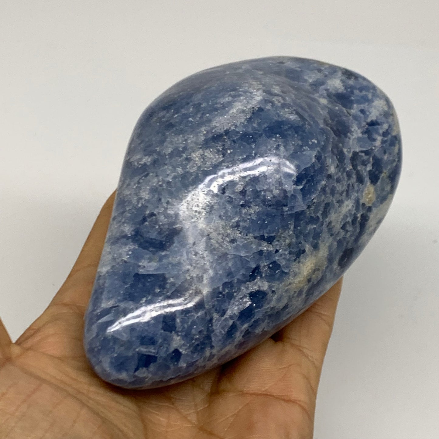 1.42 lbs, 4.7"x2.9"x2.2", Natural Blue Calcite Polished Freeform Stands, B38100
