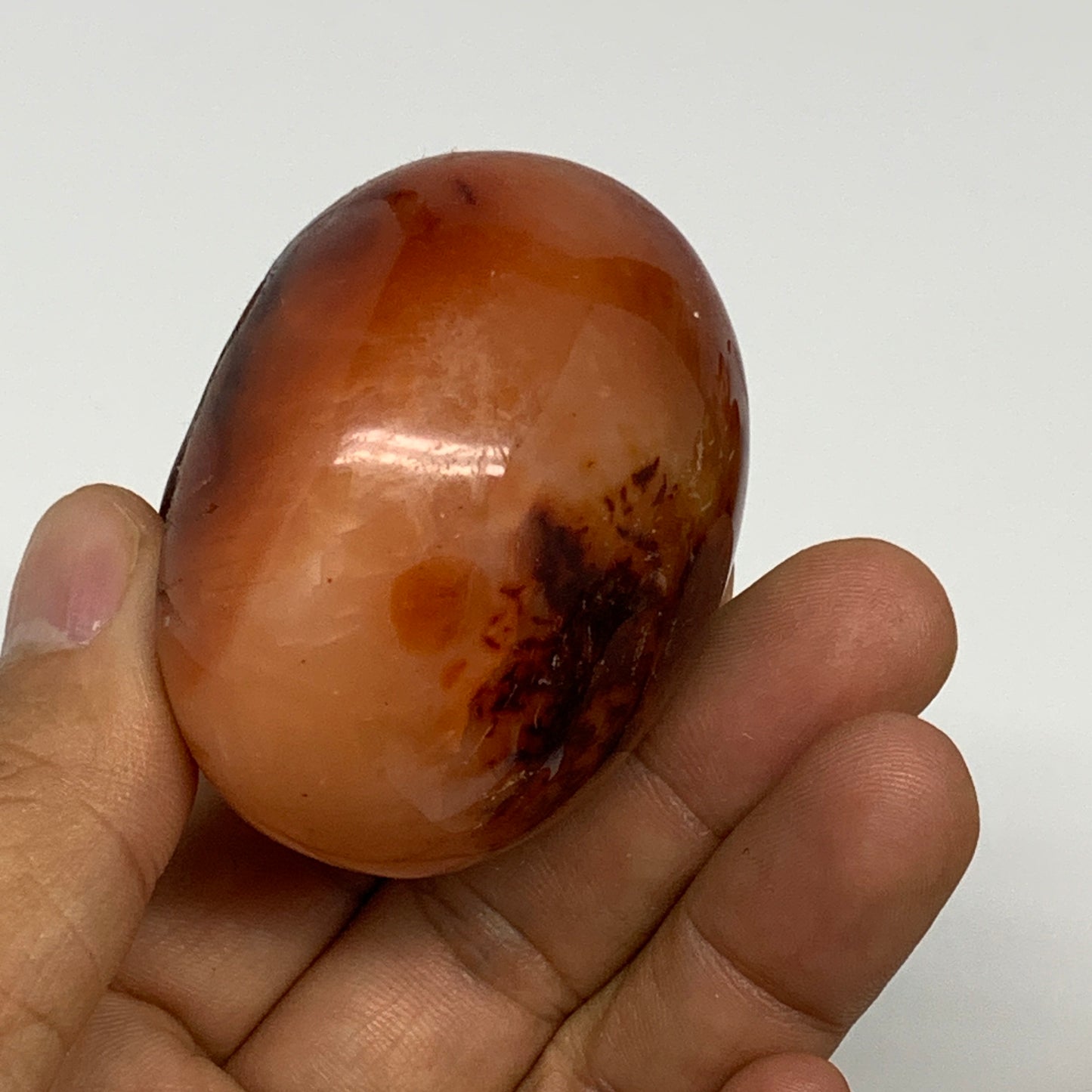 140.9g,2.1"x1.8"x1.6", Red Carnelian Palm-Stone Gem Crystal Polished, B28578