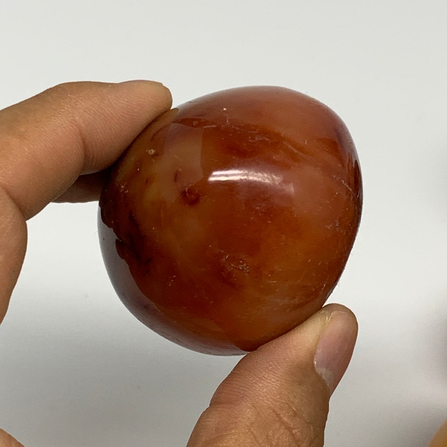 140.9g,2.1"x1.8"x1.6", Red Carnelian Palm-Stone Gem Crystal Polished, B28578