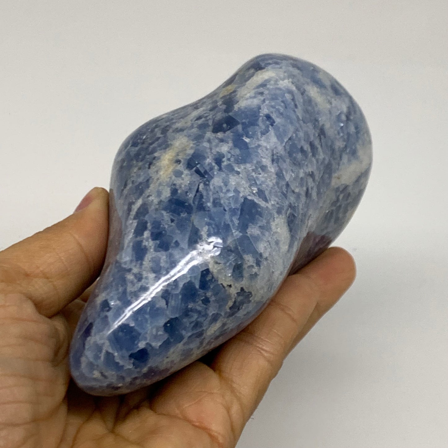 1.42 lbs, 4.7"x2.9"x2.2", Natural Blue Calcite Polished Freeform Stands, B38100