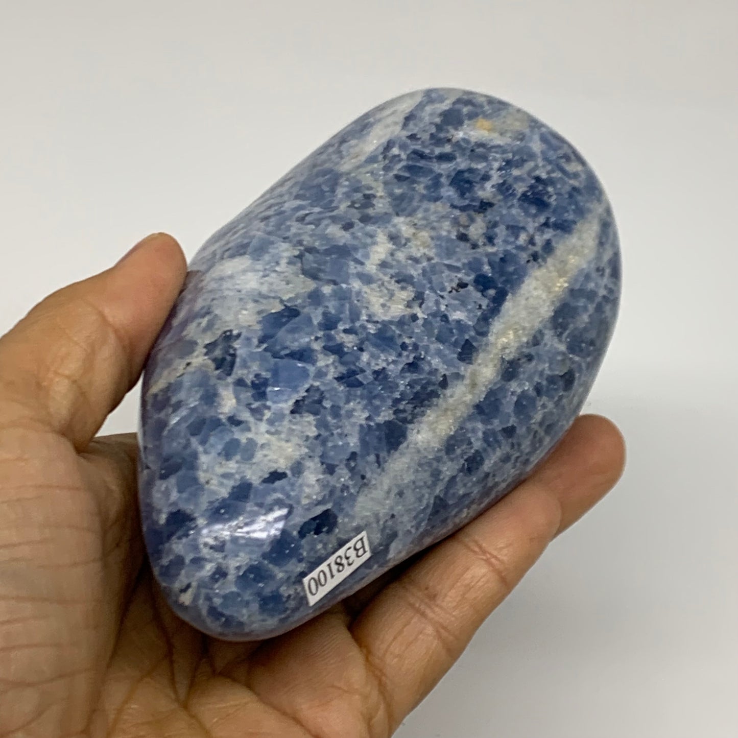1.42 lbs, 4.7"x2.9"x2.2", Natural Blue Calcite Polished Freeform Stands, B38100