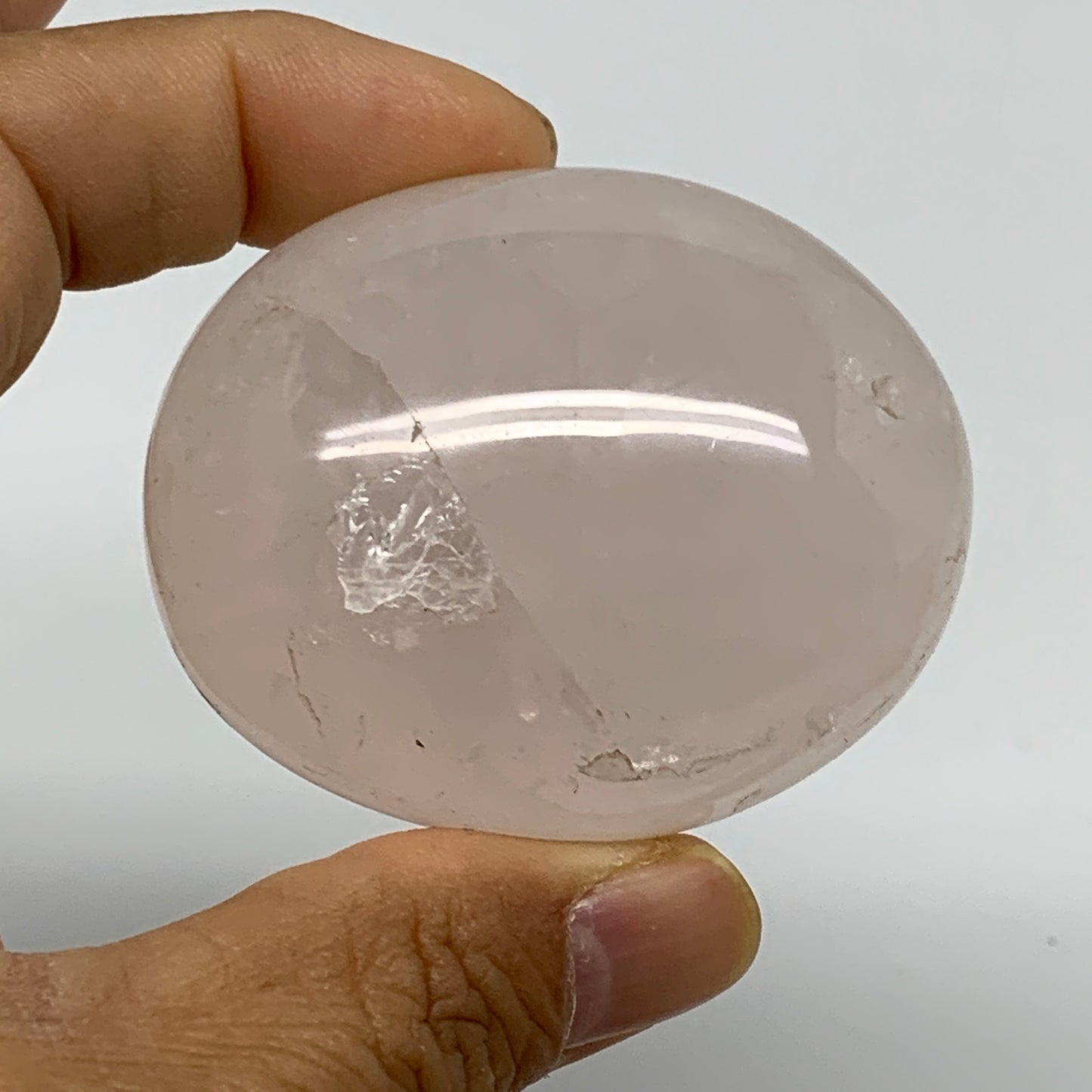 127.7g , 2.2"x1.8"x1.3", Natural Pink Rose Quartz Palm-stone Crystal, B37264