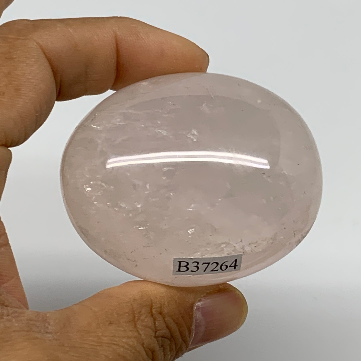 127.7g , 2.2"x1.8"x1.3", Natural Pink Rose Quartz Palm-stone Crystal, B37264